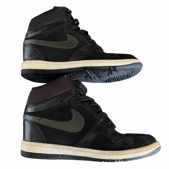 Nike Force Dunk Sky High Hidden Wedge Sneaker Shoe Black Size 7.5 - Picture 3 of 9